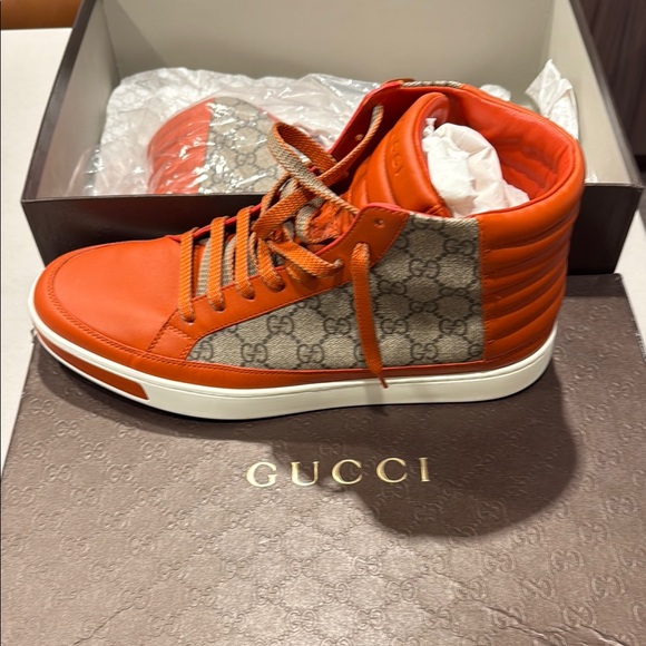 Gucci Orange High-Top Sneakers - Picture 2 of 7